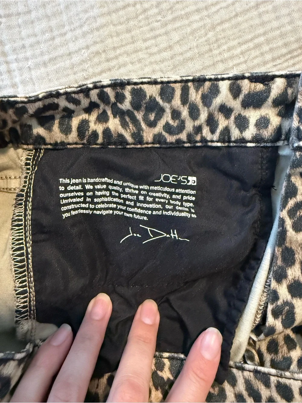 Joe’s Jeans Leopard Print High Rise Crop Boot Cut Jeans - Black/Tan - Picture 7 of 8